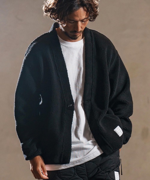 wjk reluxe（ダブルジェーケーリラックス）の「mcg3681-boa fleece X cardigan ボアフリースカーディガン(WR25W-08)（カーディガン/ボレロ・メンズ・ブラック/アイボリー/グレー・L/M/S）」の16枚目の写真