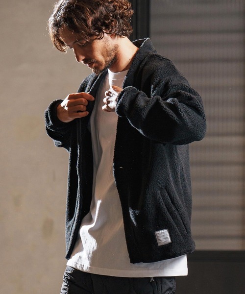 wjk reluxe（ダブルジェーケーリラックス）の「mcg3681-boa fleece X cardigan ボアフリースカーディガン(WR25W-08)（カーディガン/ボレロ・メンズ・ブラック/アイボリー/グレー・L/M/S）」の18枚目の写真