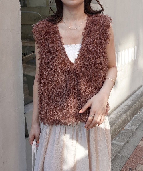 CORNERS(コーナーズ)の「フリンジベスト(Tシャツ/カットソー・レディース・グレー/アイボリー/ブラック/ブラウン・M)」の10枚目の写真
