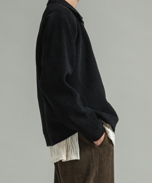 CASPER JOHN（キャスパージョン）の「Mole knit shirts / モールニットシャツ（シャツ/ブラウス・メンズ・ワイン/ブラック/ブルー・LARGE/MEDIUM/SMALL/X-SMALL）」の14枚目の写真