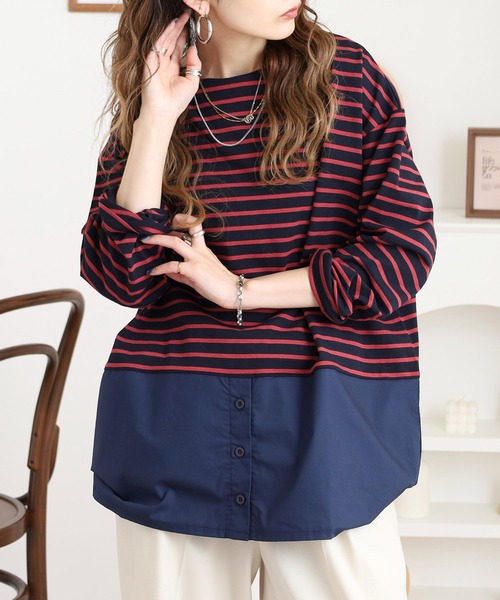 おねさん企画ボーダーロンTee 2点セット Amazon | [Nestkanina] ボーダー柄 ロンT ゆる 長袖 ビッグ