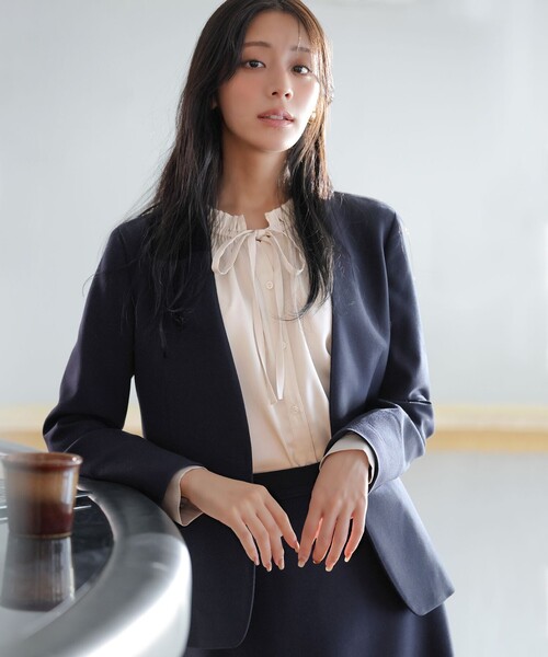 【りいさん専用】新品　Theoryストレッチノーカラージャケット　サイズ00 セール】ビューティサーモ2WAYストレッチ ノーカラージャケット（ノー