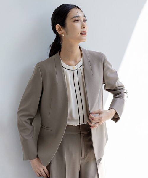 セール】ビューティサーモ2WAYストレッチ ノーカラージャケット（ノー