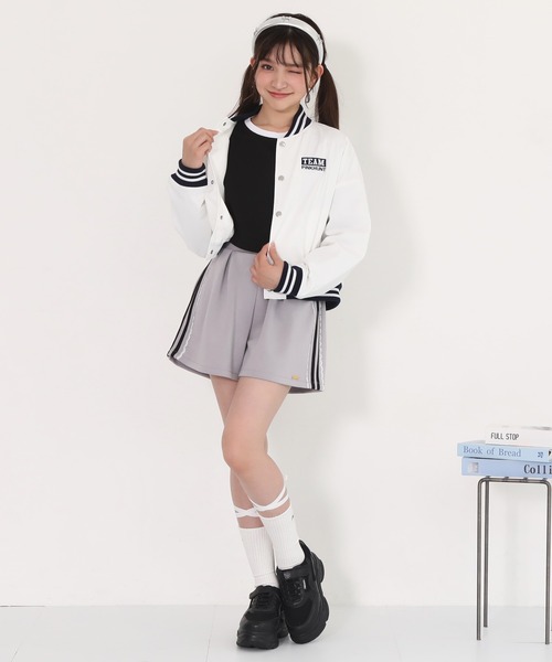 PINKHUNT（ピンクハント）の「PINKHUNT ピンクハント 2ライン ショート丈ロンT 0871K（Tシャツ/カットソー・キッズ・ブラック/パープル/ホワイト・120cm/130cm/140cm/150cm/160cm）」の14枚目の写真