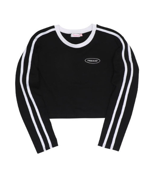 PINKHUNT（ピンクハント）の「PINKHUNT ピンクハント 2ライン ショート丈ロンT 0871K（Tシャツ/カットソー・キッズ・ブラック/パープル/ホワイト・120cm/130cm/140cm/150cm/160cm）」の15枚目の写真