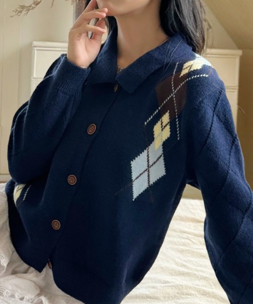 セール】クラシック アーガイル ポロニット（ニット/セーター