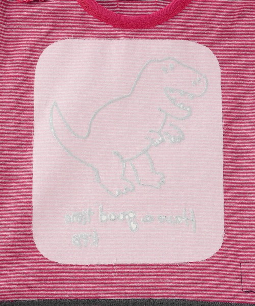 KP BOY（ケーピーボーイ）の「恐竜刺しゅう×エルボーパッチ ミジンボーダー長T（Tシャツ/カットソー・キッズ・ブラック/レッド・80ｃｍ/90cm/100cm/120cm/110cm）」の6枚目の写真