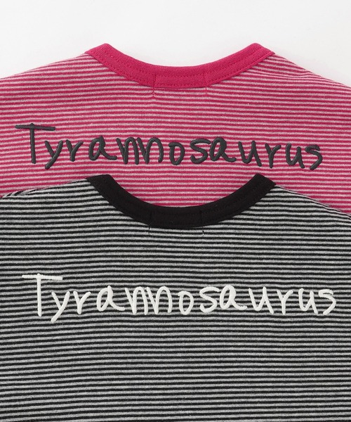 KP BOY（ケーピーボーイ）の「恐竜刺しゅう×エルボーパッチ ミジンボーダー長T（Tシャツ/カットソー・キッズ・ブラック/レッド・80ｃｍ/90cm/100cm/120cm/110cm）」の8枚目の写真