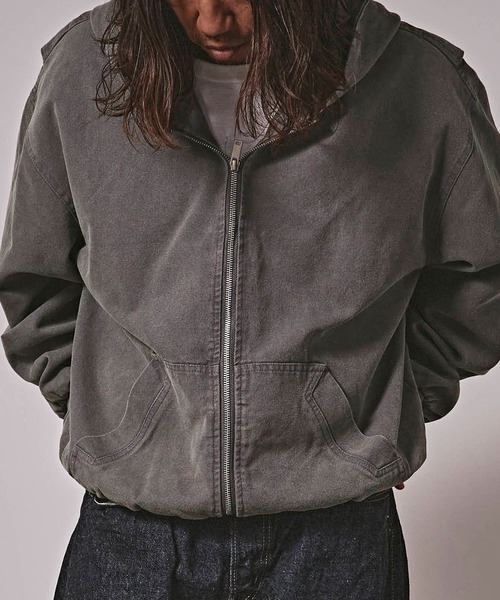 ALL RUNS(オールランズ)の「ヴィンテージ風 洗い加工 ワイドシルエット ジップパーカー(パーカー・メンズ・グレー/ベージュ/ダークブラウン/ブラック・L/M)」の3枚目の写真