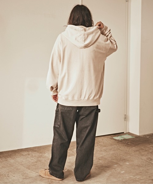 ALL RUNS(オールランズ)の「ヴィンテージ風 洗い加工 ワイドシルエット ジップパーカー(パーカー・メンズ・グレー/ベージュ/ダークブラウン/ブラック・L/M)」の13枚目の写真