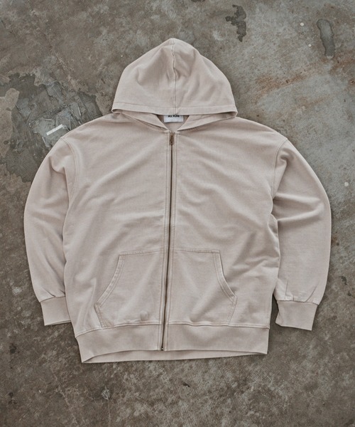ALL RUNS(オールランズ)の「ヴィンテージ風 洗い加工 ワイドシルエット ジップパーカー(パーカー・メンズ・グレー/ベージュ/ダークブラウン/ブラック・L/M)」の16枚目の写真