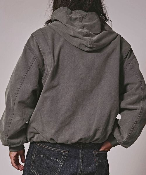 ALL RUNS(オールランズ)の「ヴィンテージ風 洗い加工 ワイドシルエット ジップパーカー(パーカー・メンズ・グレー/ベージュ/ダークブラウン/ブラック・L/M)」の19枚目の写真