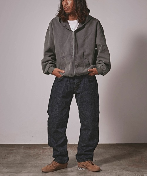 ALL RUNS(オールランズ)の「ヴィンテージ風 洗い加工 ワイドシルエット ジップパーカー(パーカー・メンズ・グレー/ベージュ/ダークブラウン/ブラック・L/M)」の21枚目の写真