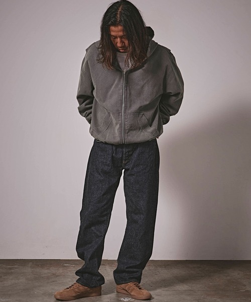 ALL RUNS(オールランズ)の「ヴィンテージ風 洗い加工 ワイドシルエット ジップパーカー(パーカー・メンズ・グレー/ベージュ/ダークブラウン/ブラック・L/M)」の22枚目の写真