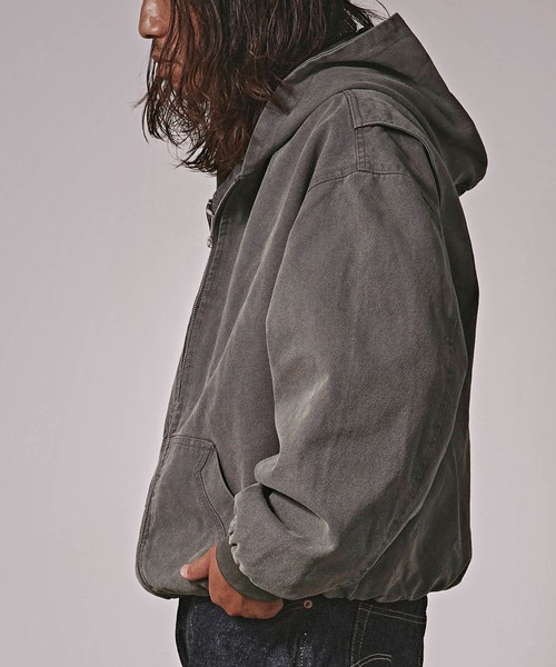 ALL RUNS(オールランズ)の「ヴィンテージ風 洗い加工 ワイドシルエット ジップパーカー(パーカー・メンズ・グレー/ベージュ/ダークブラウン/ブラック・L/M)」の18枚目の写真