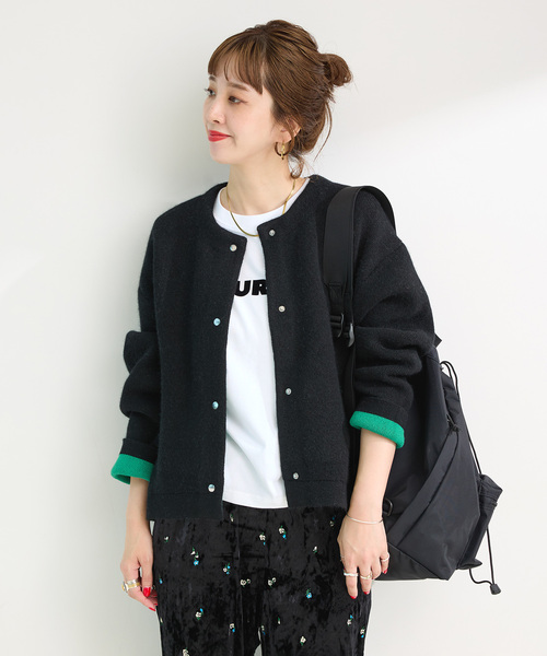 【新品未使用品】2層スムース編みニットブルゾン 2層スムース編みニットブルゾン（カーディガン/ボレロ）｜B.C