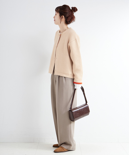 2層スムース編みニットブルゾン（カーディガン/ボレロ）｜B.C STOCK