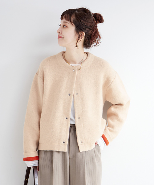 B.C STOCK（ベーセーストック）の「2層スムース編みニットブルゾン