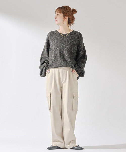 B.C STOCK（ベーセーストック）の「【Deux Allures/ドゥ アリュール】ウラキモウ カーゴスラックス（カーゴパンツ・メンズ・ライトグレー/ベージュ・MEDIUM/LARGE）」の3枚目の写真