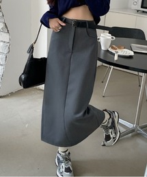 マキシ丈 モノトーン バックスリット タイトスカート