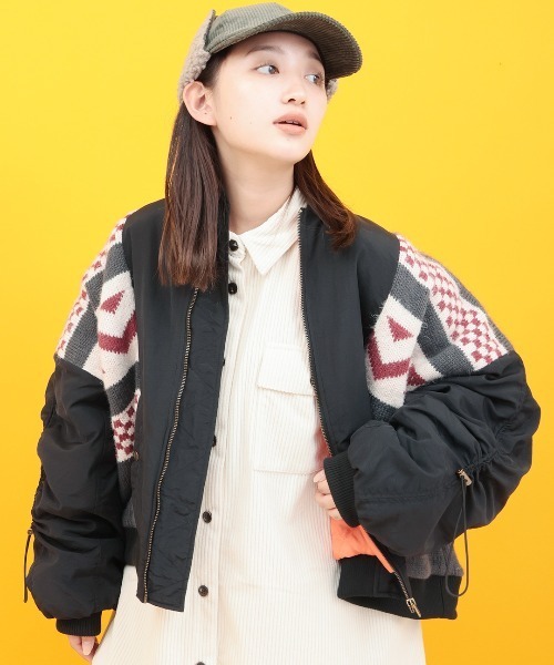 チチカカ（チチカカ）の「Orale! リメイクニットMA-1（MA-1・レディース・ブラック/カーキ・FREE）」の2枚目の写真