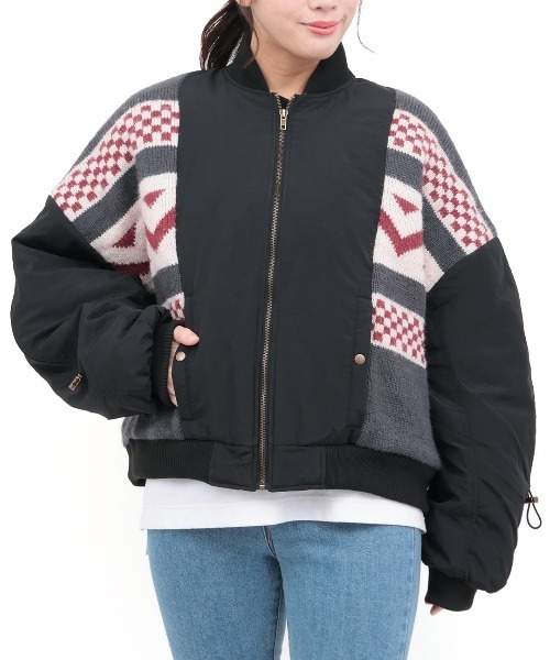 チチカカ（チチカカ）の「Orale! リメイクニットMA-1（MA-1・レディース・ブラック/カーキ・FREE）」の5枚目の写真