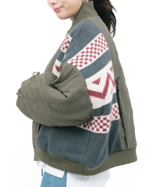 チチカカ（チチカカ）の「Orale! リメイクニットMA-1（MA-1・レディース・ブラック/カーキ・FREE）」の7枚目の写真