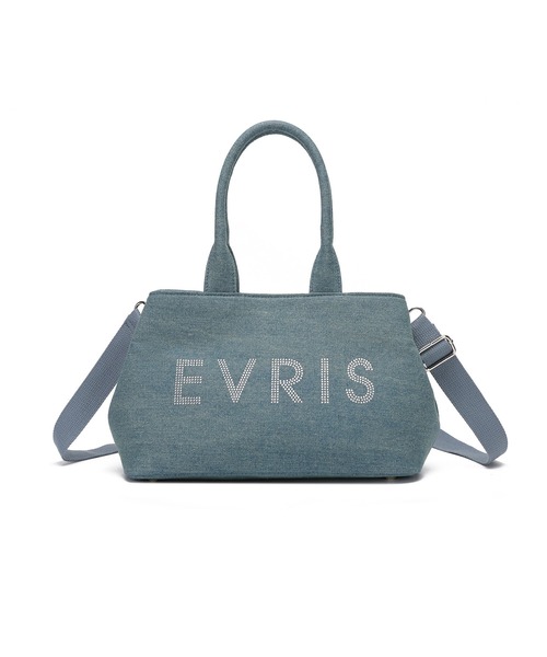 EVRIS（エヴリス）の「【EVRIS / エヴリス】 ロゴファブリック　HOTFIXハンドバッグ（ハンドバッグ・レディース・ブラック/アイボリー/ブルー系その他・FREE）」の3枚目の写真