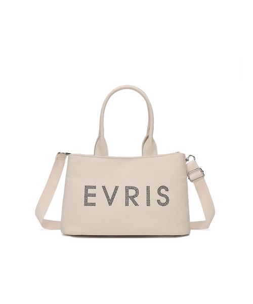 EVRIS（エヴリス）の「【EVRIS / エヴリス】 ロゴファブリック　HOTFIXハンドバッグ（ハンドバッグ・レディース・ブラック/アイボリー/ブルー系その他・FREE）」の2枚目の写真