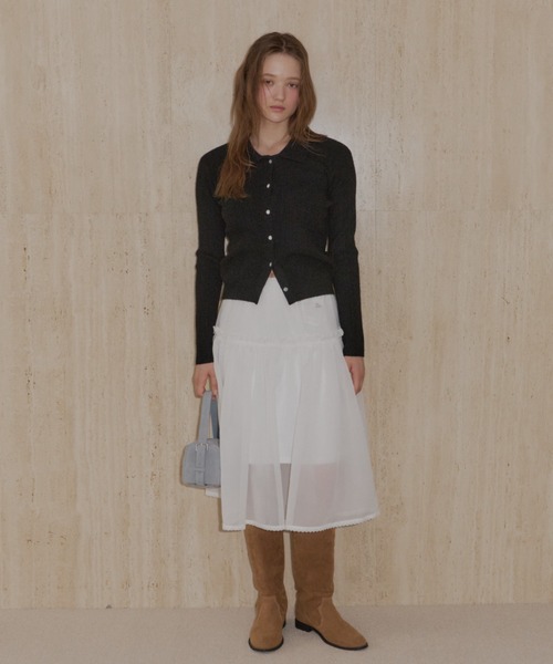 GIUNON（ジウノン）の「2way frill sheer skirt / 2wayフリルシアースカート（スカート・レディース・ブラック/ホワイト・FREE）」の11枚目の写真