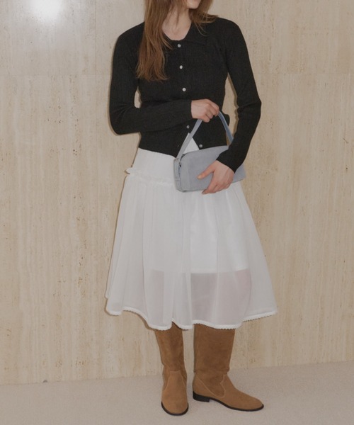 GIUNON（ジウノン）の「2way frill sheer skirt / 2wayフリルシアースカート（スカート・レディース・ブラック/ホワイト・FREE）」の10枚目の写真