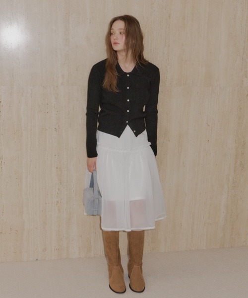 GIUNON（ジウノン）の「2way frill sheer skirt / 2wayフリルシアースカート（スカート・レディース・ブラック/ホワイト・FREE）」の13枚目の写真