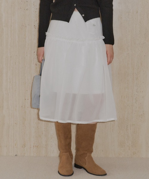 GIUNON（ジウノン）の「2way frill sheer skirt / 2wayフリルシアースカート（スカート・レディース・ブラック/ホワイト・FREE）」の14枚目の写真