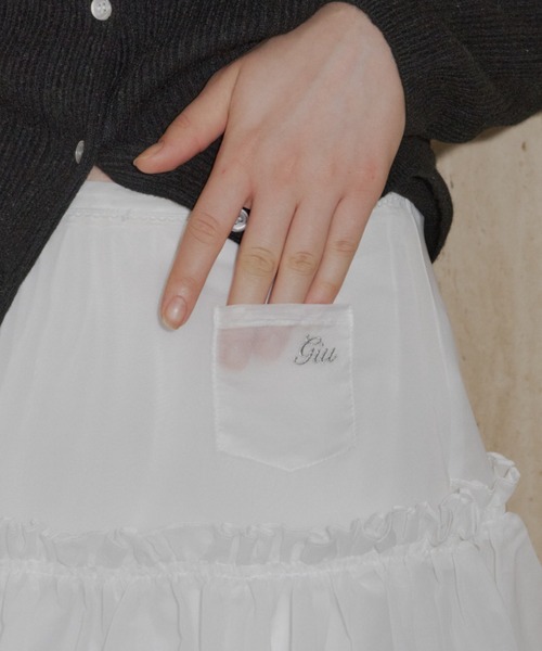 GIUNON（ジウノン）の「2way frill sheer skirt / 2wayフリルシアースカート（スカート・レディース・ブラック/ホワイト・FREE）」の18枚目の写真