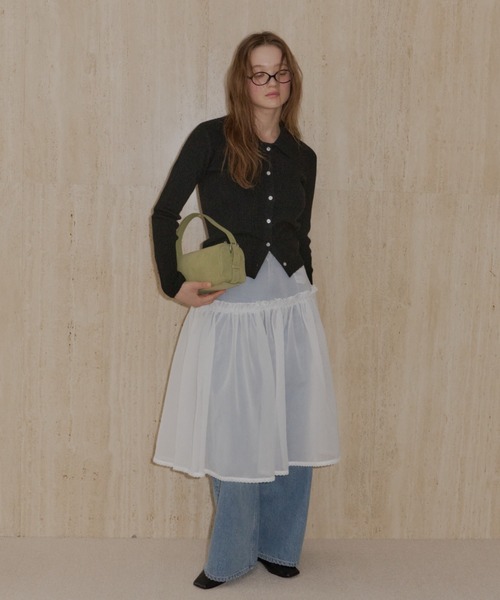 GIUNON（ジウノン）の「2way frill sheer skirt / 2wayフリルシアースカート（スカート・レディース・ブラック/ホワイト・FREE）」の21枚目の写真