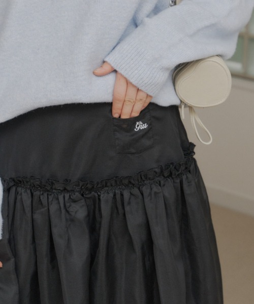 GIUNON（ジウノン）の「2way frill sheer skirt / 2wayフリルシアースカート（スカート・レディース・ブラック/ホワイト・FREE）」の6枚目の写真
