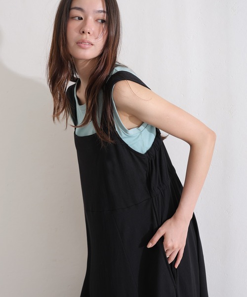 ElegChic(エレグシック)の「コットンブラ紐隠しワンピース(ワンピース・レディース・ブラック/グレー/ベージュ・XL/4L/M)」の6枚目の写真