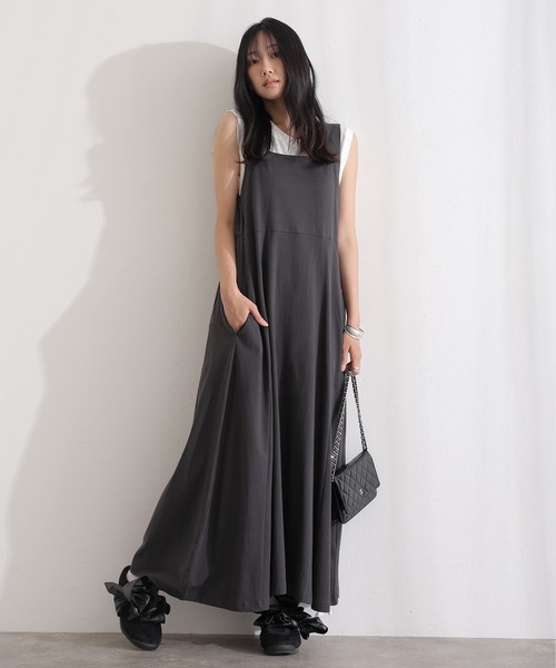 ElegChic(エレグシック)の「コットンブラ紐隠しワンピース(ワンピース・レディース・ブラック/グレー/ベージュ・XL/4L/M)」の9枚目の写真