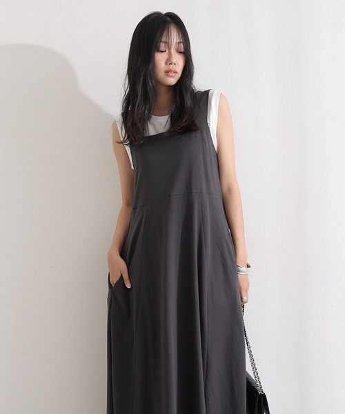 専用♡DVF 艶のブラックシルクコットンワンピース&ちょうちょブローチ コットンブラ紐隠しワンピース（ワンピース）｜ElegChic（エレグシック