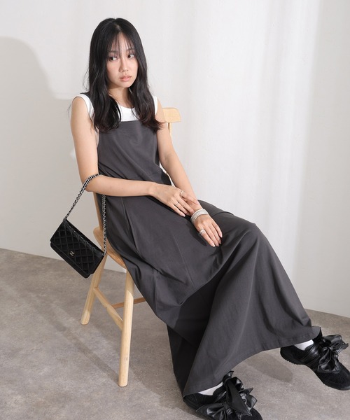 ElegChic(エレグシック)の「コットンブラ紐隠しワンピース(ワンピース・レディース・ブラック/グレー/ベージュ・XL/4L/M)」の12枚目の写真