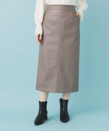 index | レザー調ストレッチAラインロングスカート【洗える】(スカート)
