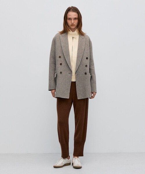 オートミールダブルフェイス リバージャケットコート（テーラード
