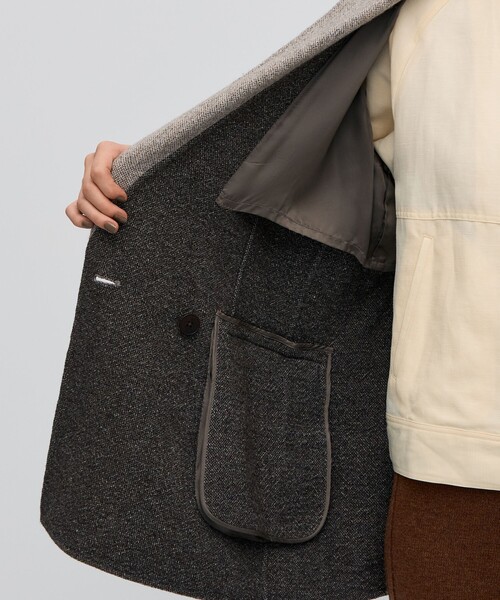 BACCA(バッカ)の「オートミールダブルフェイス リバージャケットコート(テーラードジャケット・レディース・ブラウン/ライトイエロー・36/34)」の8枚目の写真