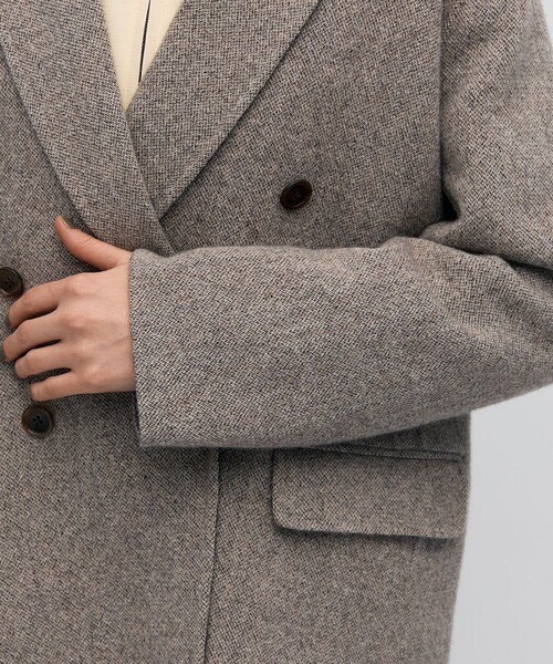 オートミールダブルフェイス リバージャケットコート（テーラード