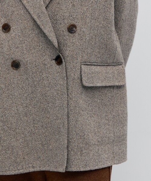 オートミールダブルフェイス リバージャケットコート（テーラード