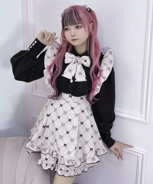 Magia Charm(マギアチャーム)の「【3点セット】モノグラムセットアップ / ミニワンピ ショートパンツ リボン(ワンピース・レディース・ブラック/ピンク・F)」の22枚目の写真