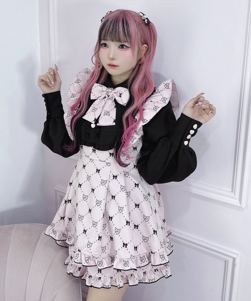 Magia Charm(マギアチャーム)の「【3点セット】モノグラムセットアップ / ミニワンピ ショートパンツ リボン(ワンピース・レディース・ブラック/ピンク・F)」の21枚目の写真