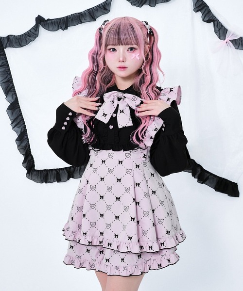 Magia Charm(マギアチャーム)の「【3点セット】モノグラムセットアップ / ミニワンピ ショートパンツ リボン(ワンピース・レディース・ブラック/ピンク・F)」の19枚目の写真