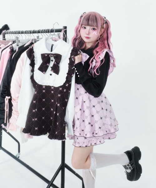 Magia Charm(マギアチャーム)の「【3点セット】モノグラムセットアップ / ミニワンピ ショートパンツ リボン(ワンピース・レディース・ブラック/ピンク・F)」の18枚目の写真