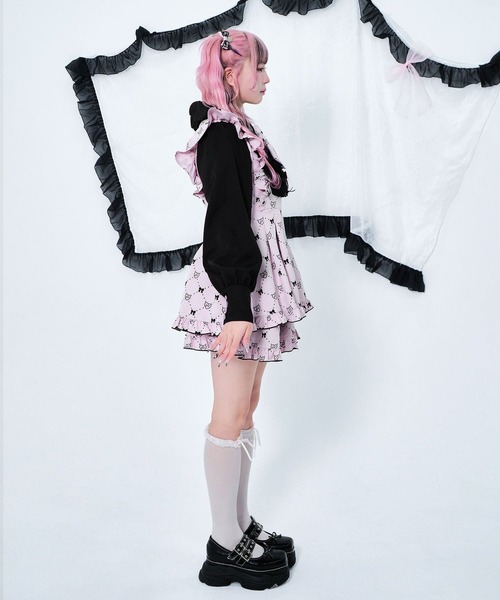 Magia Charm(マギアチャーム)の「【3点セット】モノグラムセットアップ / ミニワンピ ショートパンツ リボン(ワンピース・レディース・ブラック/ピンク・F)」の15枚目の写真